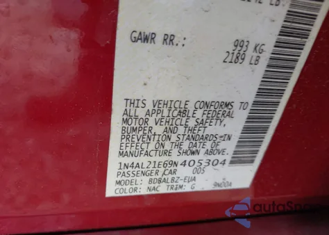2009 Nissan Altima 2.5 S from USA, damaged, VIN 1N4AL21E69N405304